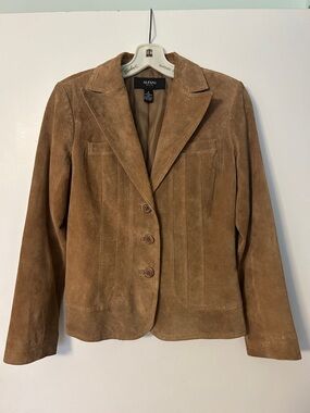 Alfani Tan Suede Button-Front Blazer